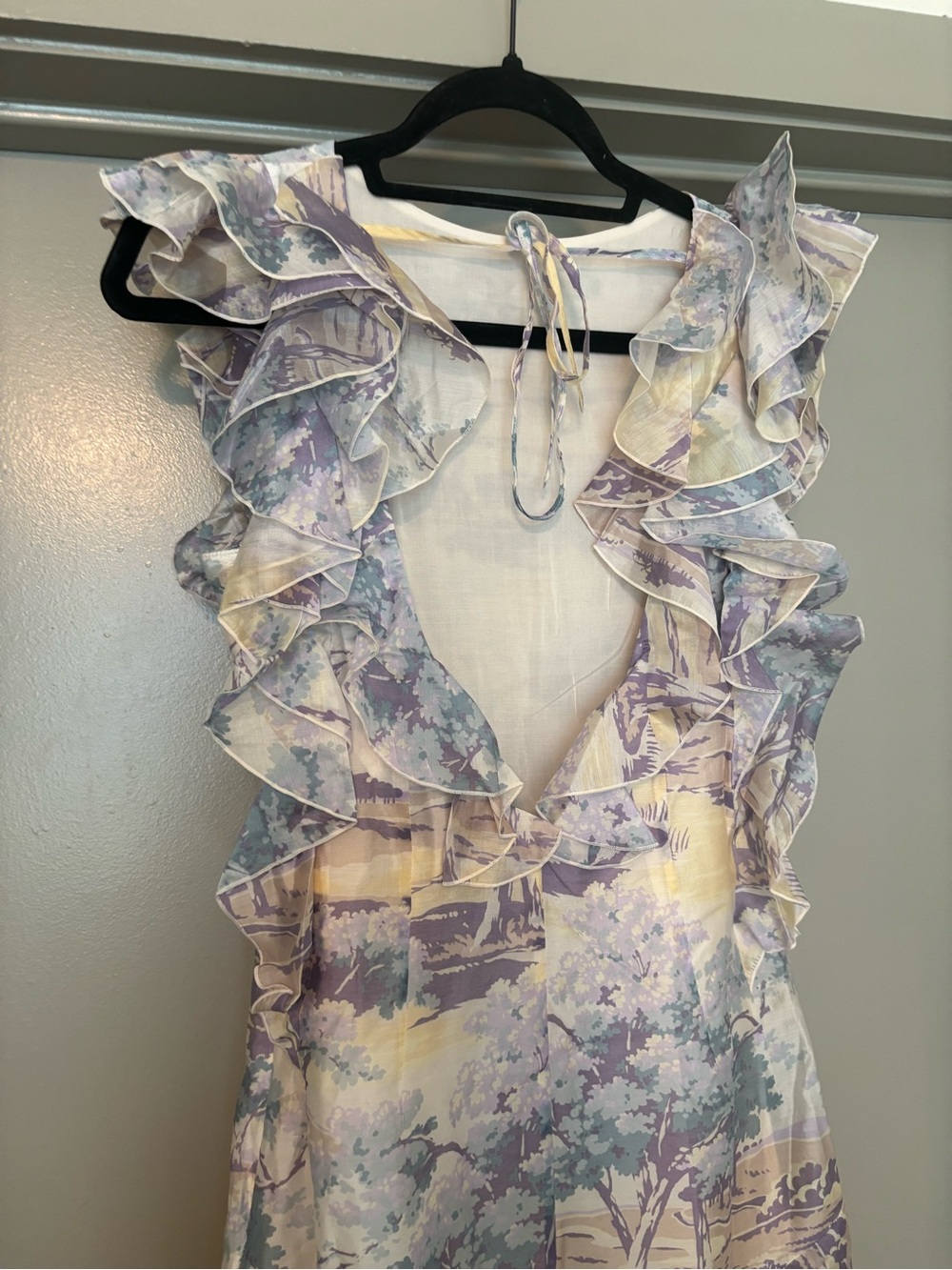 & Other Stories Lavender & Cream Scenic Ruffle Maxi Dress - Picture 10 of 11